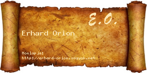 Erhard Orion névjegykártya